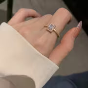 Elegant Luxury Open Ring with Square Cubic Zirconia – Minimalist Women’s Jewelry for Weddings & Festive Occasions